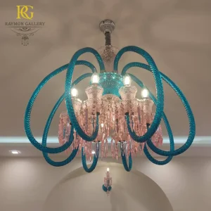 لوستر باکارات آبی مدل سبدی