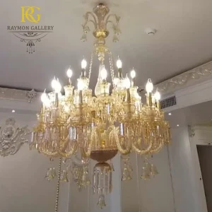 لوستر باکارات 12 شعله عسلی