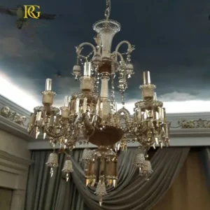 لوستر باکارات شامپاینی لوکس با آویز منشوری