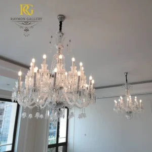 لوستر زنیت شفاف کلاسیک با ریسه ای مهره ای کریستالی