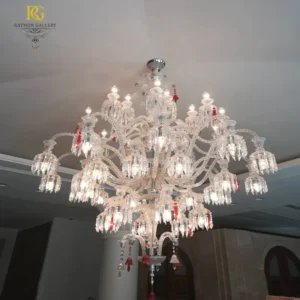 لوستر طبقاتی باکارات سبک اروپایی سفید قرمز مجلل