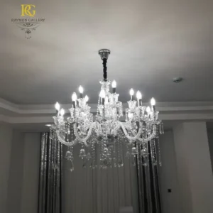 لوستر باکارات کرومی کلاسیک پر نور لوکس