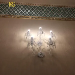 دیوارکوب 5 شاخه تمام کریستالی سفید وارداتی