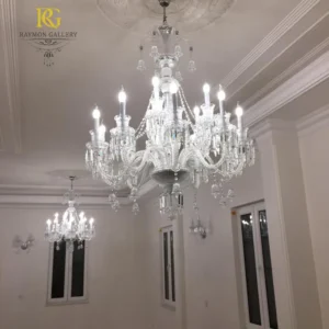 لوستر کلاسیک شفاف زنیت و آویز های پر نور