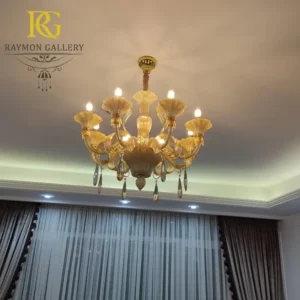 لوستر مورانو درخشان کرمی فرم لاله دار