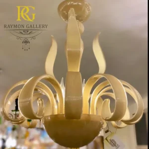 لوستر مینیمال مورانو و برگ های حلقه ای کرم