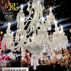 لوستر مورانو ایتالیایی سفید کریستالی