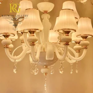 لوستر دست ساز مورانو کرمی شید دار