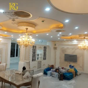 لوستر اشرافی دو طبقه کرمی سبک مورانو دست ساز