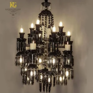 لوستر طبقاتی سلطنتی مشکی سبک باکارات