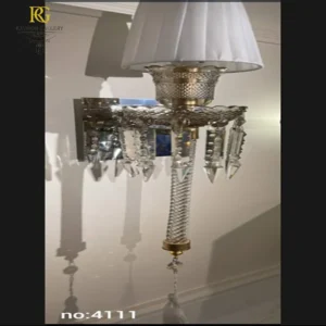 دیوارکوب تک شاخه سفید لاکچری با شید پارچه ای