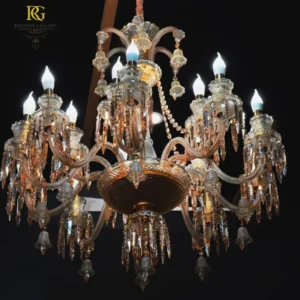 لوستر باکارات شامپاینی کلاسیک و آویز مرواریدی