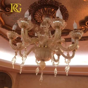 لوستر منحنی کرمی کاسه لاله ای کلاسیک