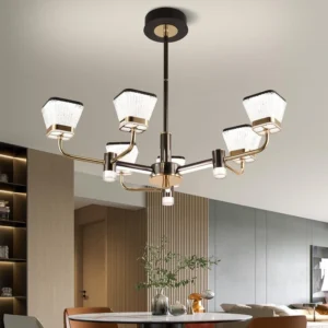 لوستر 6 شاخه مدرن لوکس شید مکعبی