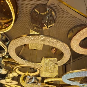 لوستر لاکچری حلقه طلایی مربعی