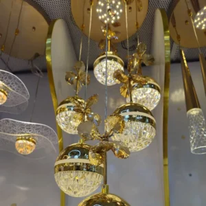 لوستر  آویزی وارداتی طلایی کروی