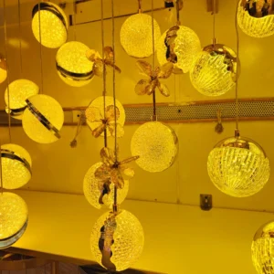 لوستر ریسه ای مدرن گوی های طلایی