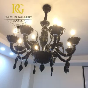 لوستر کریستالی مشکی رنگ با طراحی موانو اشرافی