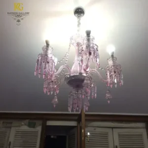 لوستر مدرن کریستالی صورتی سبک باکارات