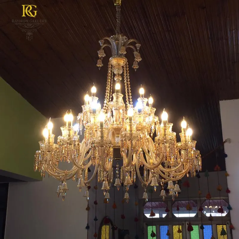 لوستر طبقاتی سلطنتی کریستال طلایی مجلل