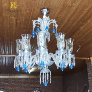 لوستر باکارات سفید آبی کریستالی حباب دار