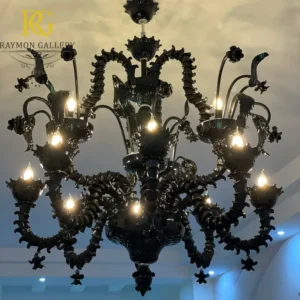 لوستر مشکی دست ساز بزرگ لوکس