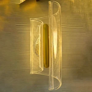 دیوارکوب مدرن طلایی شیشه شفاف لوله‌ای