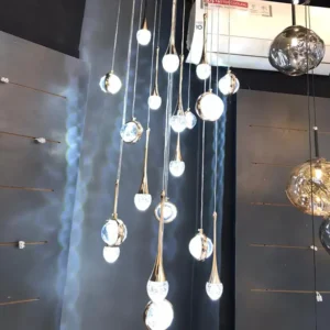 لوستر آویز کریستال مدرن با حباب‌های کروی