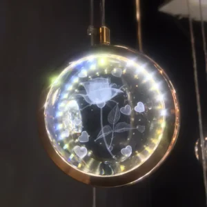 لوستر آویز کریستال طرح گل رز سه‌بعدی