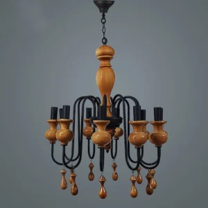 لوستر کلاسیک چوبی لوکس آویز دار