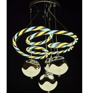 لوستر آویزی مدرن حلقه‌ای طلایی با آویز