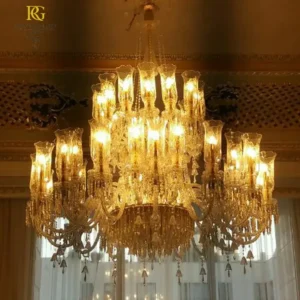 لوستر باکارات کلاسیک کرمی شامپاینی لاله ای