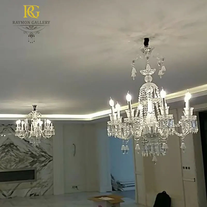 لوستر شفاف باکارات کریستالی آویز کوتاه زنگوله ای