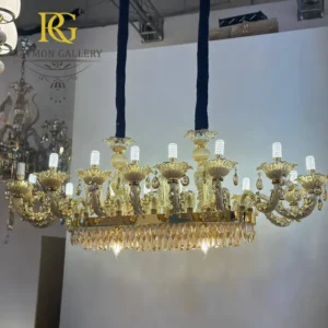 لوستر کم مصرف لاینر طلایی با آویز های ابکاری