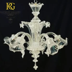 لوستر مدرن سفید با حباب های گلبرگی شفاف