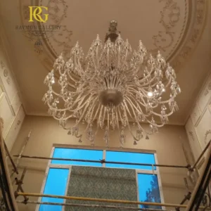 لوستر سلطنتی چند طبقه کروم اویز دار باکارا