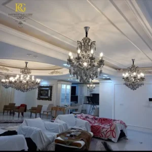 لوستر کلاسیک کروم باکارات پر آویز لوکس