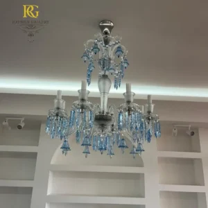 لوستر منحنی باکارات سفید آبی مدرن زنیت