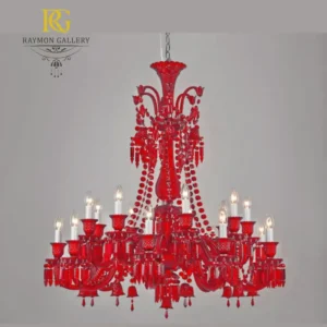 لوستر کلاسیک مجلل قرمز سبک باکارات