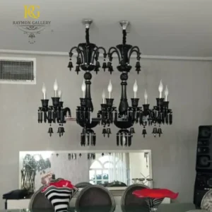 لوستر خطی باکارات مشکی لوکس زنگوله ای