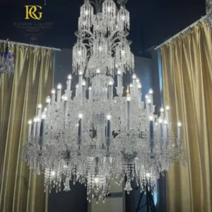 لوستر شفاف سه طبقه کریستالی لوکس سبک باکارات