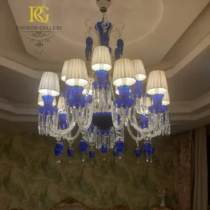 لوستر باکارات سفید آبی مدرن شیددار