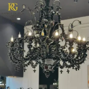 لوستر مورانو مشکی دست‌ساز سبک کلاسیک