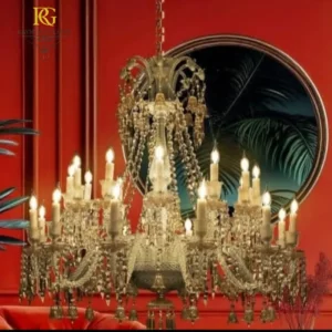 لوستر باکارات شامپاینی طبقاتی و آویز های ریسه ای