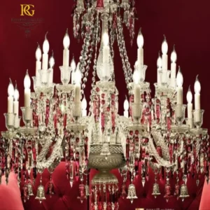 لوستر قرمز بلوری باکارا سبک اشراقی