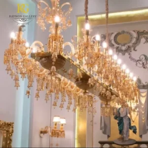 لوستر خطی باکارات طلایی شامپاینی سبک کلاسیک