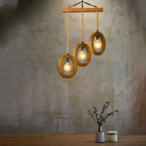 آویز چوبی سه‌حلقه طنابی طرح روستیک