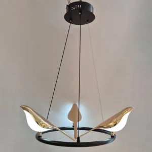 لوستر حلقه‌ای تک‌شاخه آویزی و دو پرنده