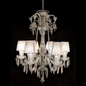 لوستر نئو کلاسیک سفید مجلل شید دار پارچه ای