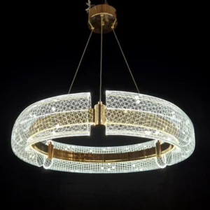 لوستر آویز مدرن حلقه‌ای طلایی مشبک